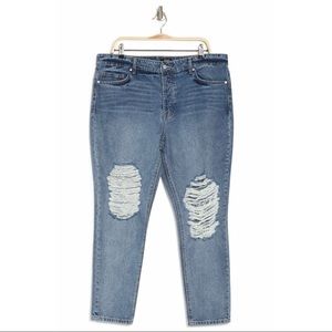 AFRM high waist button fly distressed bf jeans